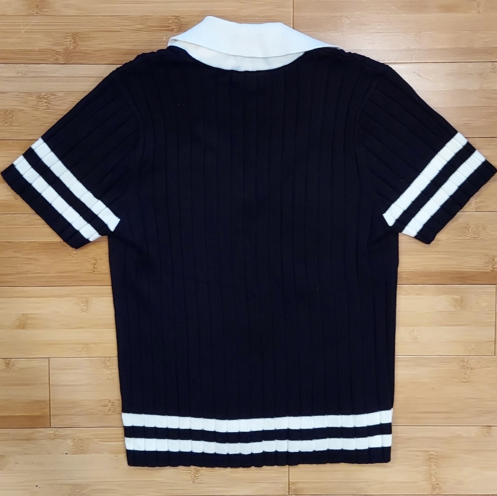 Hot Topic Black and White Pentagram Knit Top With Collar Size Medium Never Worn - Picture 4 of 6